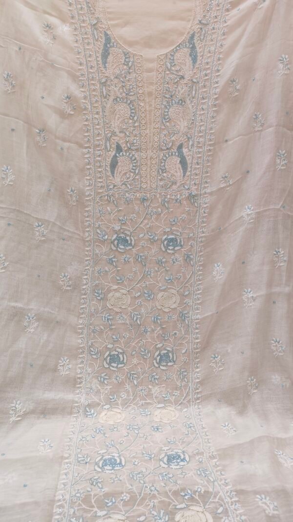Mul Chanderi Kurti Fabric with Dupatta - Image 3