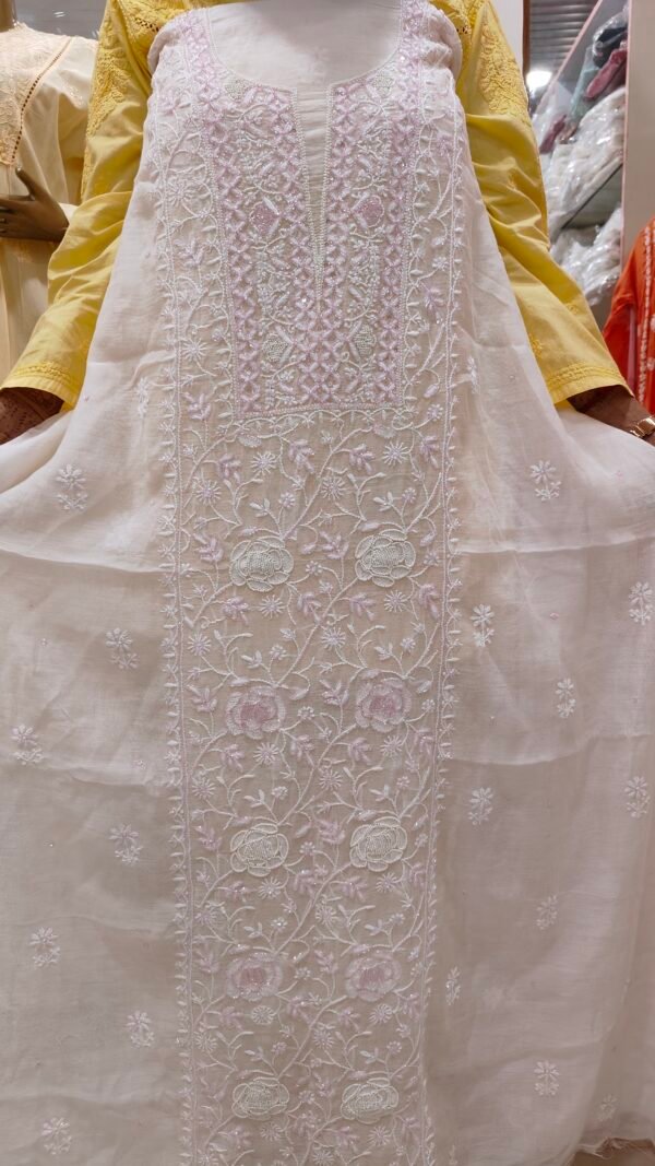 Mul Chanderi Kurti Fabric With Dupatta