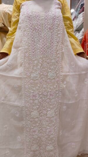 Mul Chanderi Kurti Fabric With Dupatta