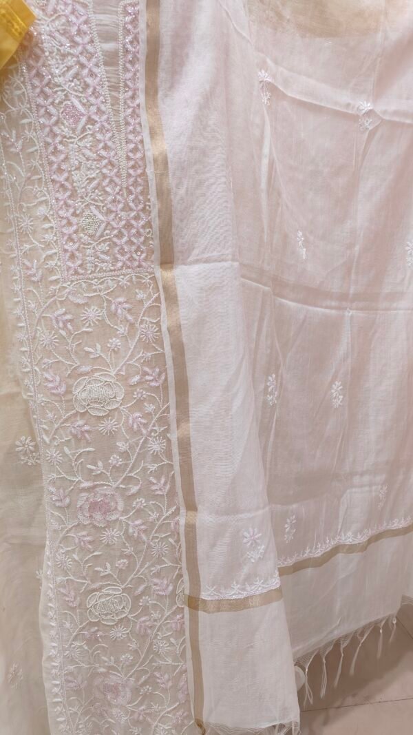 Mul Chanderi Kurti Fabric With Dupatta - Image 3