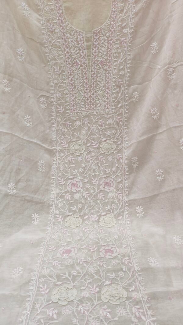 Mul Chanderi Kurti Fabric With Dupatta - Image 2