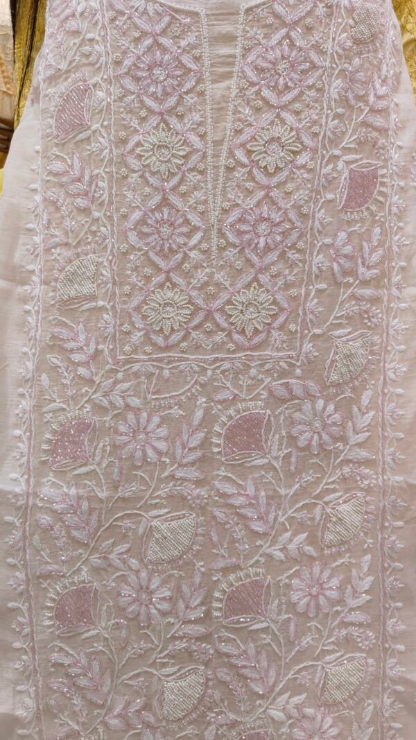 Mul Chanderi Kurta Fabric with Dupatta - Image 2