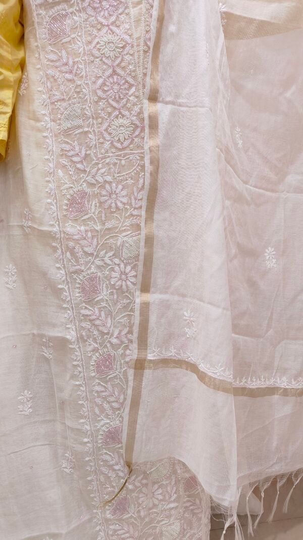 Mul Chanderi Kurta Fabric with Dupatta - Image 4