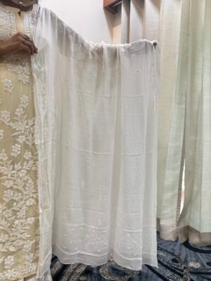 Pure Viscose Dupatta With Shadow Chikankari Work