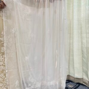 Pure Chiffon Duppata With Chikankari Work