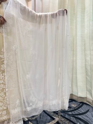 Pure Chiffon Duppata With Chikankari Work