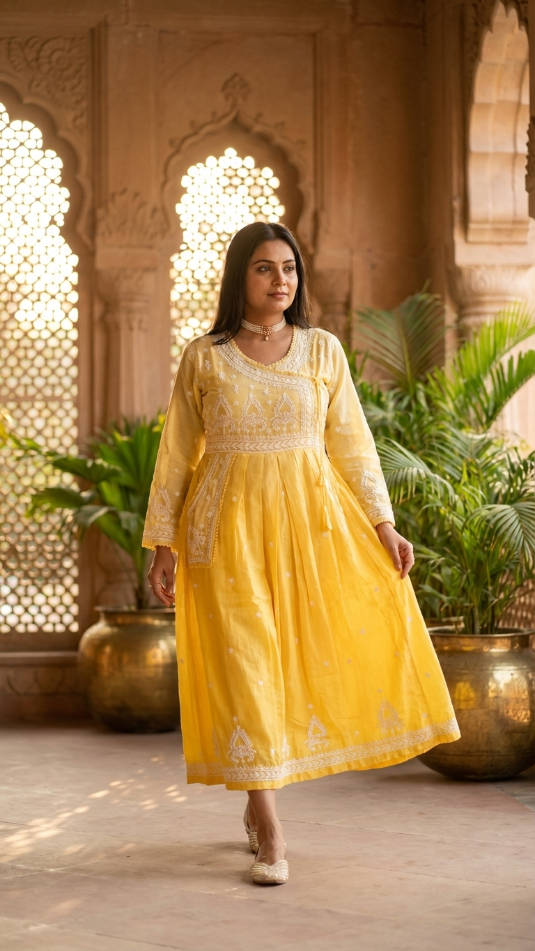 Pure Banarasi Chanderi Pocket Gown