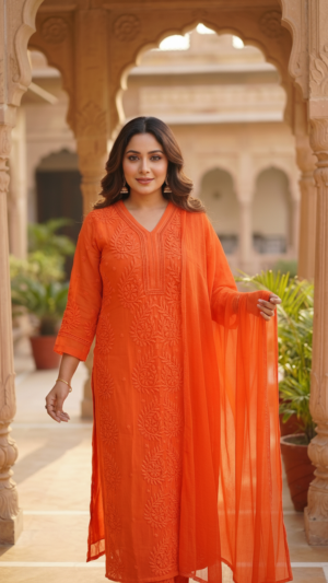 Pure Viscose 3D Work Kurti Set