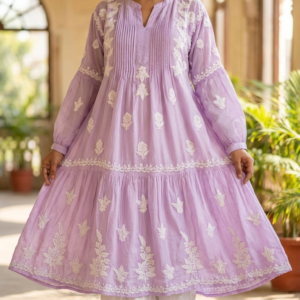 Pure Muslin Gown with Pintax Work