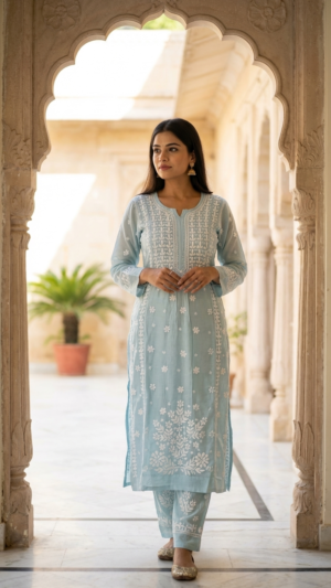 Muslin Nyra Kurta and Pant Set