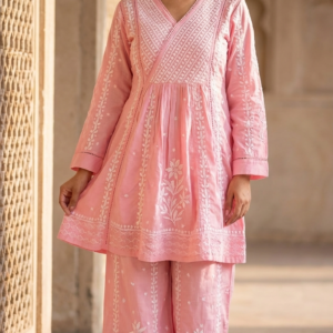 Pure Cotton Angrakha Kurta and Pant Set