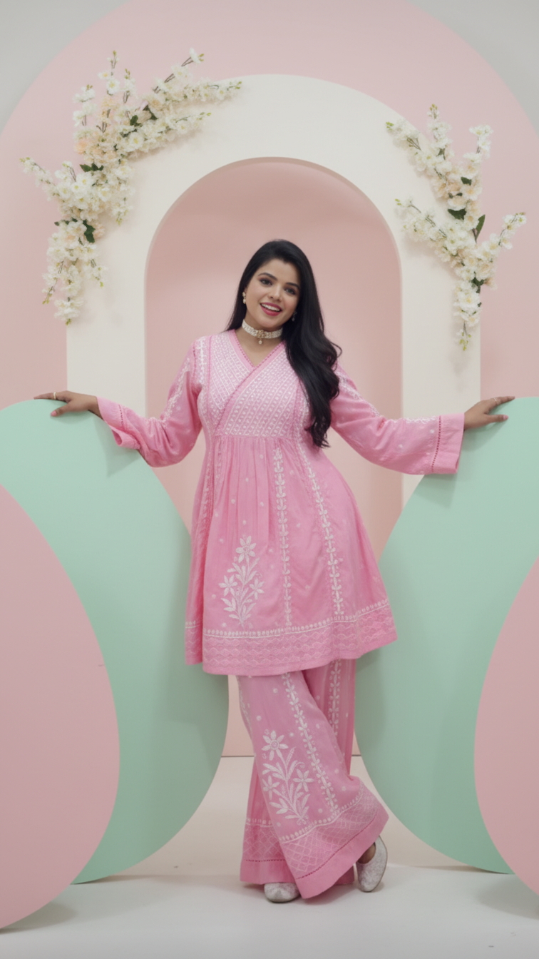 Pure Cotton Angrakha Kurta and Pant Set - Image 2