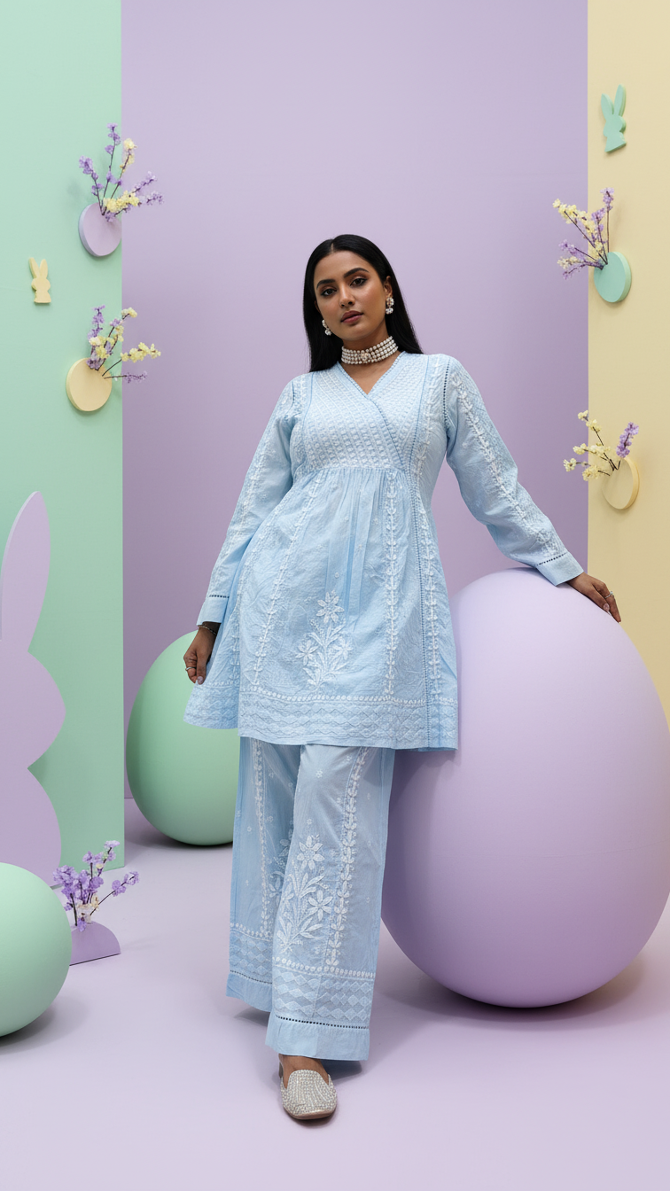 Pure Cotton Angrakha Kurta and Pant Set - Image 5