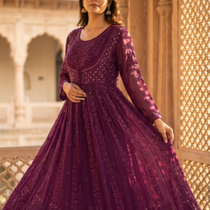 Pure Viscose Anarkali With Mukaish Work.
