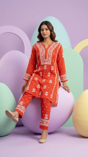 Pure Mul Chanderi Kurta and Pant Set