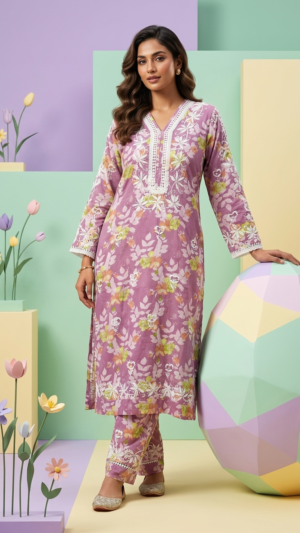Pure Mul Cotton Kurta and Bottom Set.