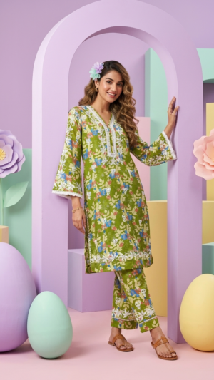 Pure Mul Cotton Kurta and Bottom Set.