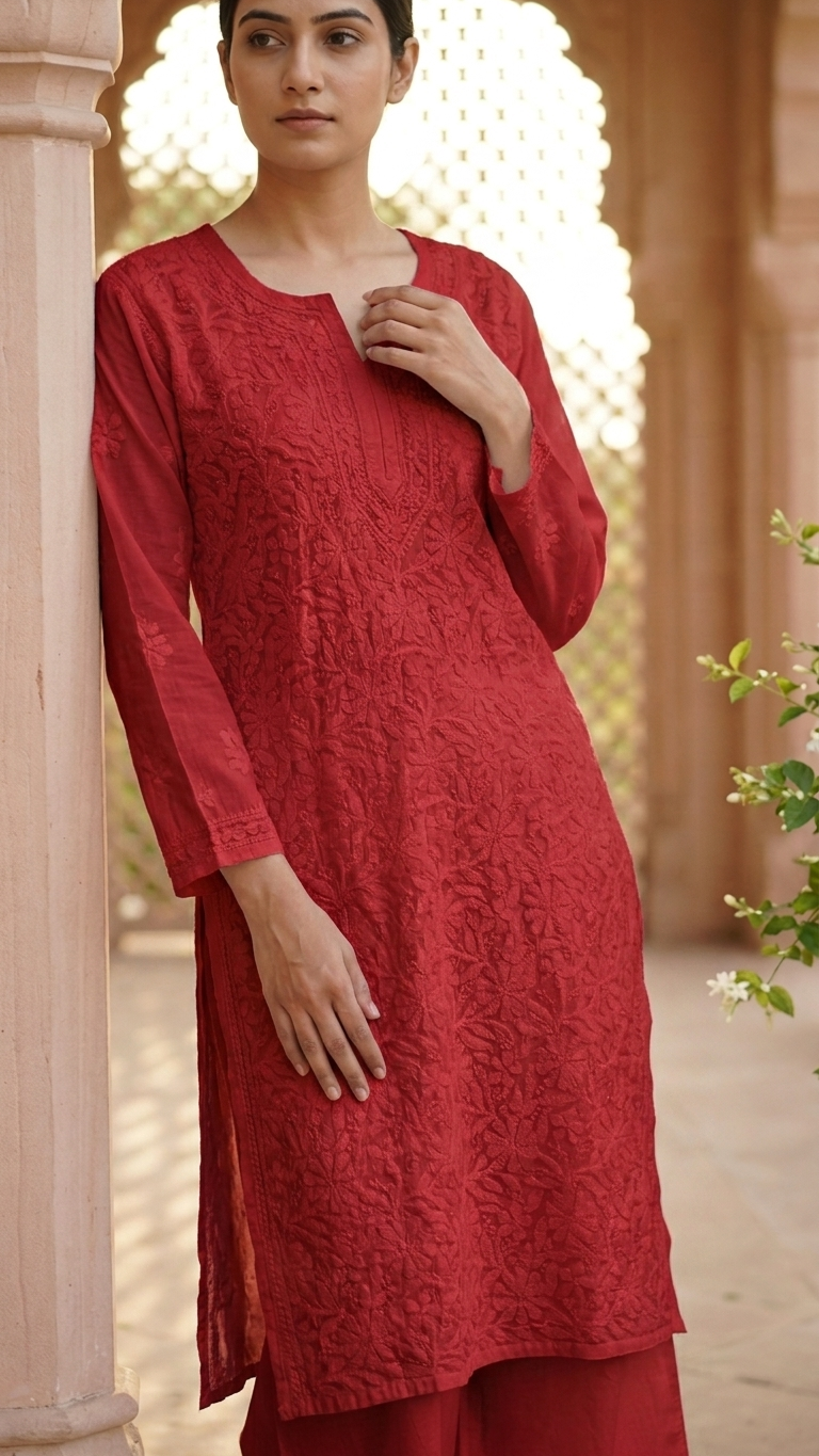 Pure Mul Chanderi Kurta - Image 4