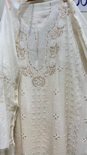 Pure Mul Chanderi Kurta and Dupatta Fabric.