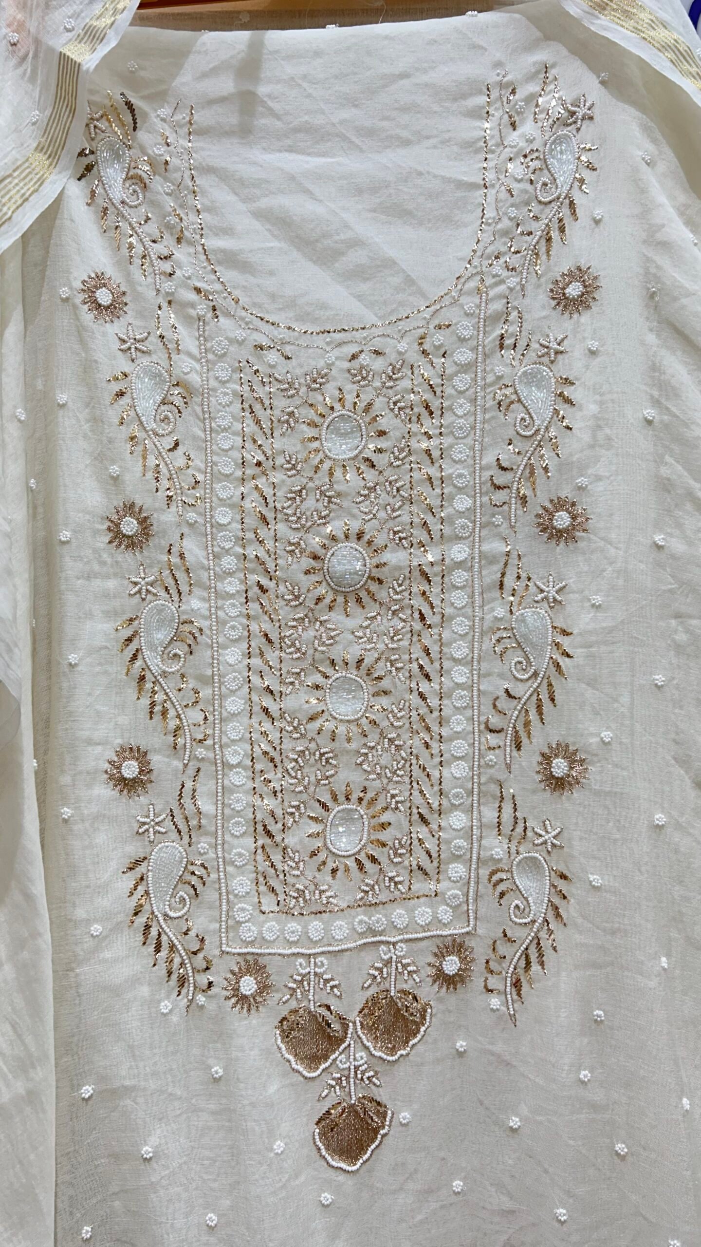 Pure Mul Chanderi Kurta and Dupatta Fabric. - Image 2