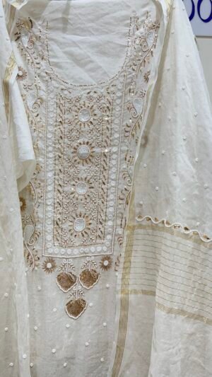 Pure Mul Chanderi Kurta and Dupatta Fabric.
