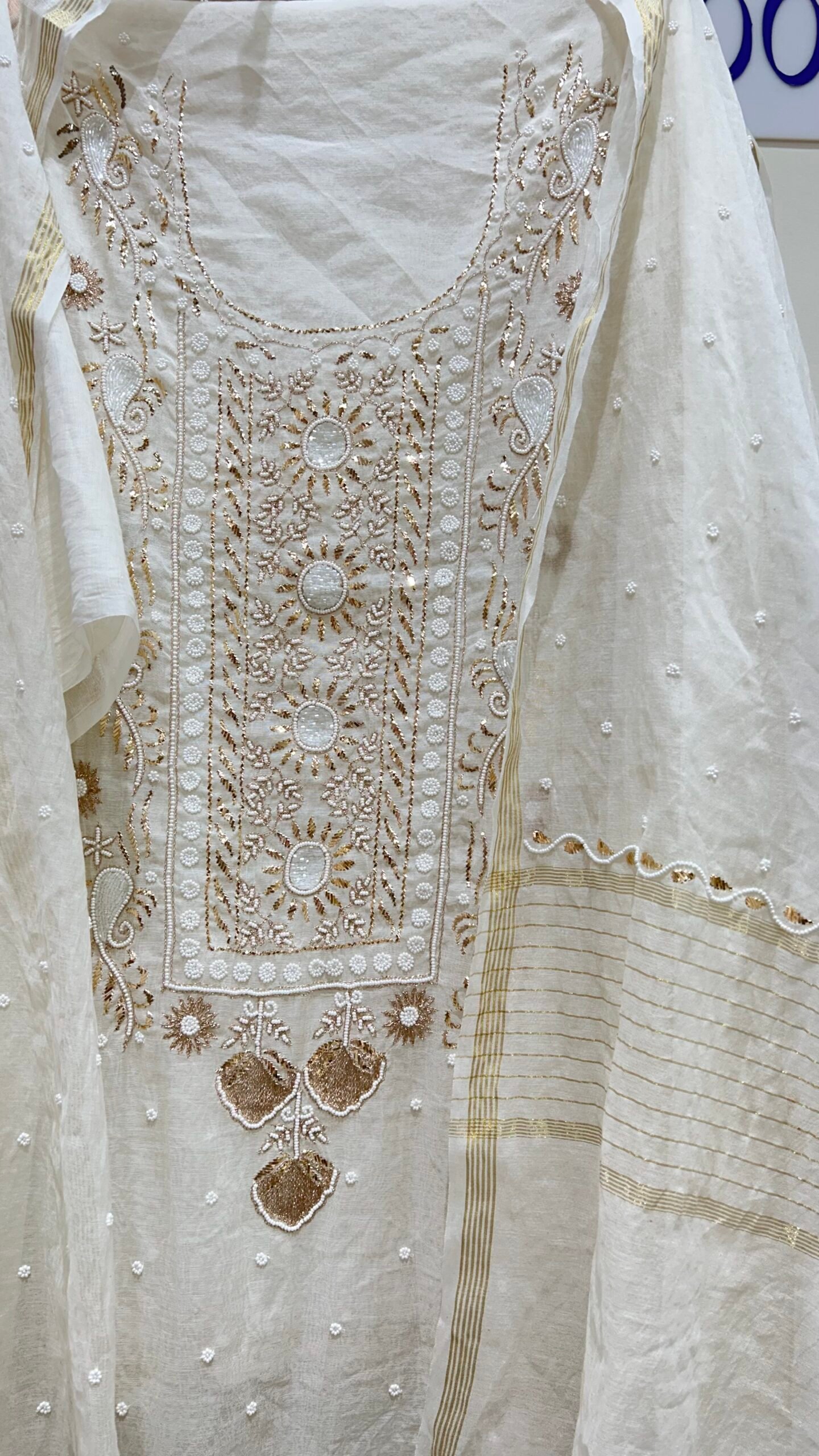 Pure Mul Chanderi Kurta and Dupatta Fabric.