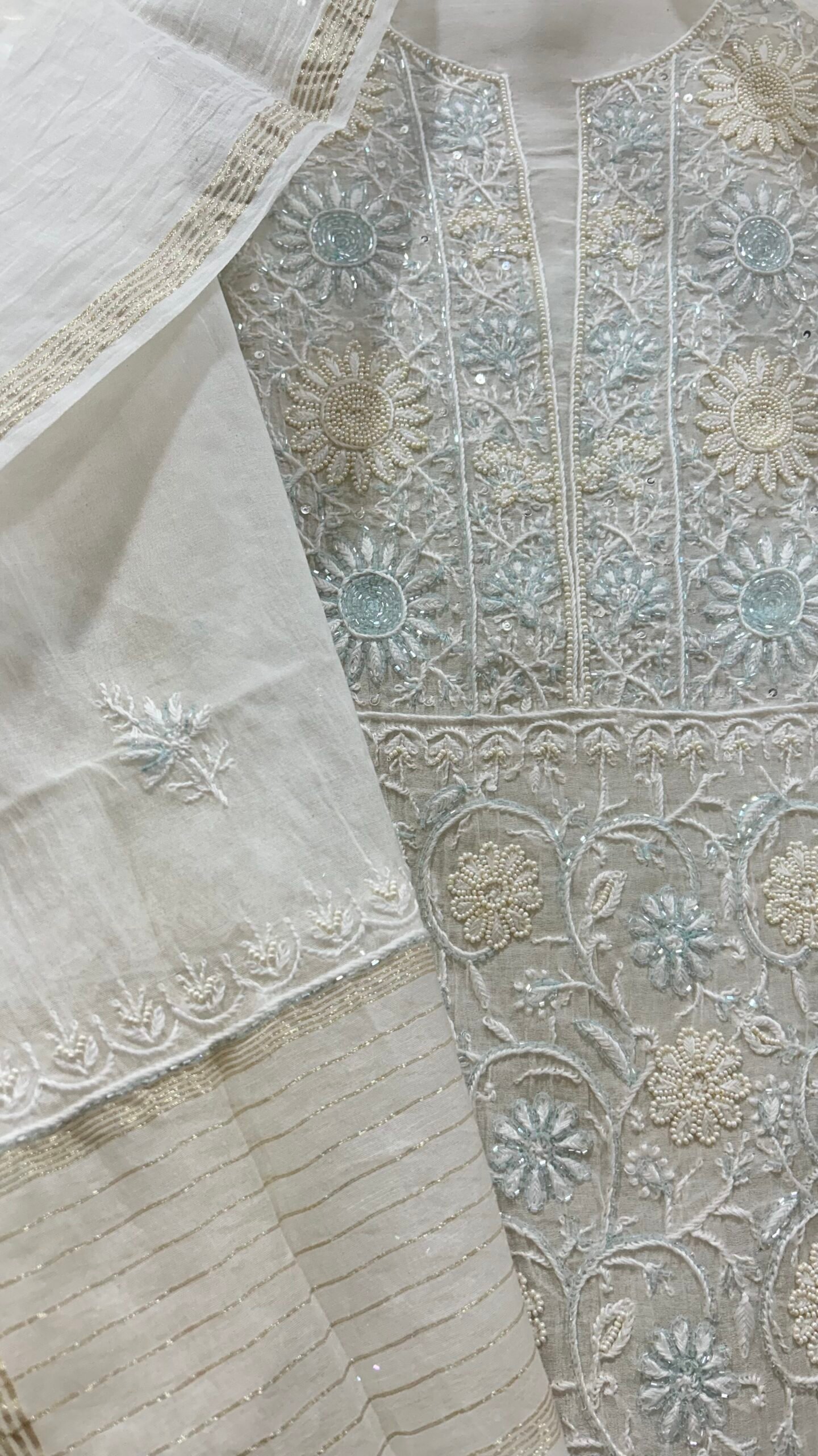 Pure Mul Chanderi Kurta and Dupatta Fabric. - Image 3