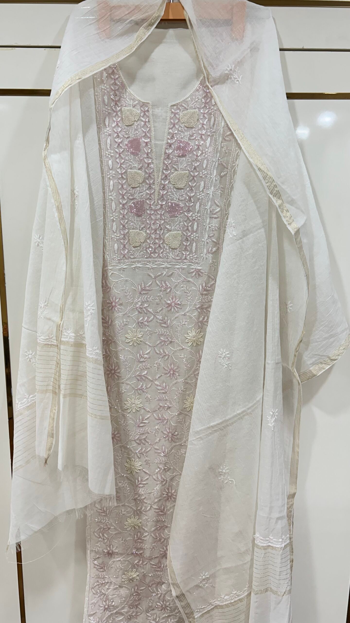 Pure Mul Chanderi Kurta and Dupatta Fabric.