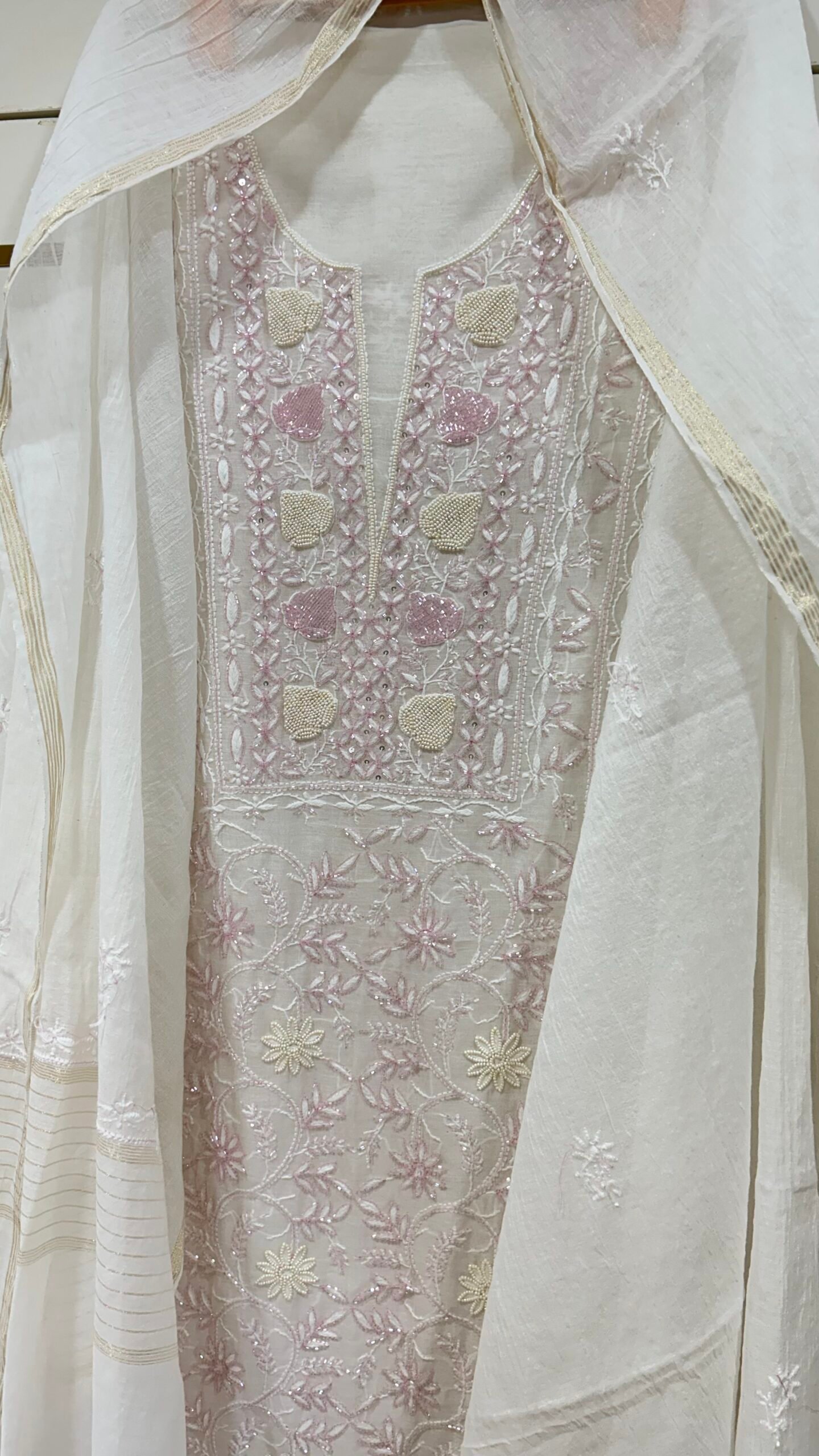 Pure Mul Chanderi Kurta and Dupatta Fabric. - Image 2