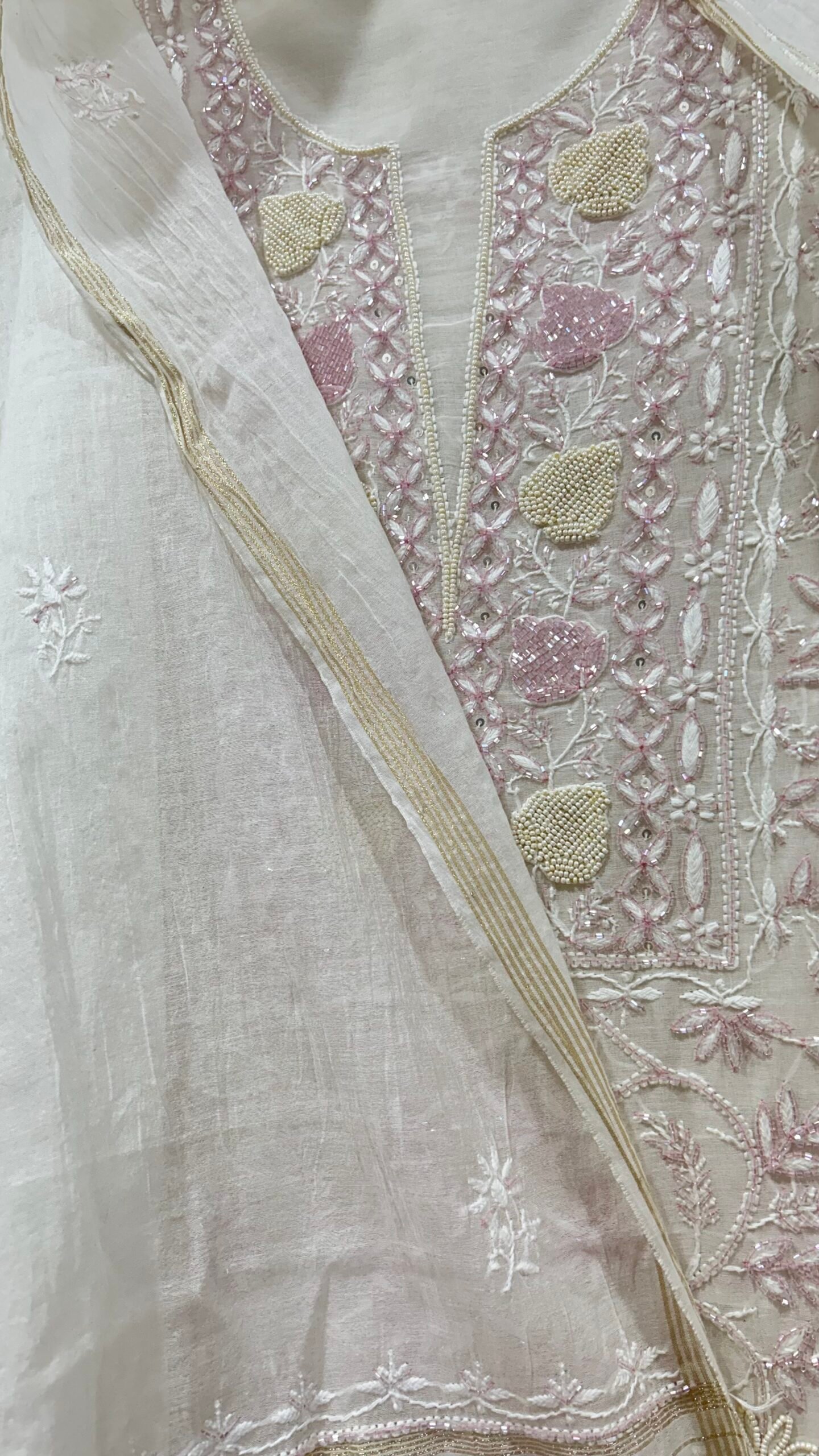 Pure Mul Chanderi Kurta and Dupatta Fabric. - Image 4