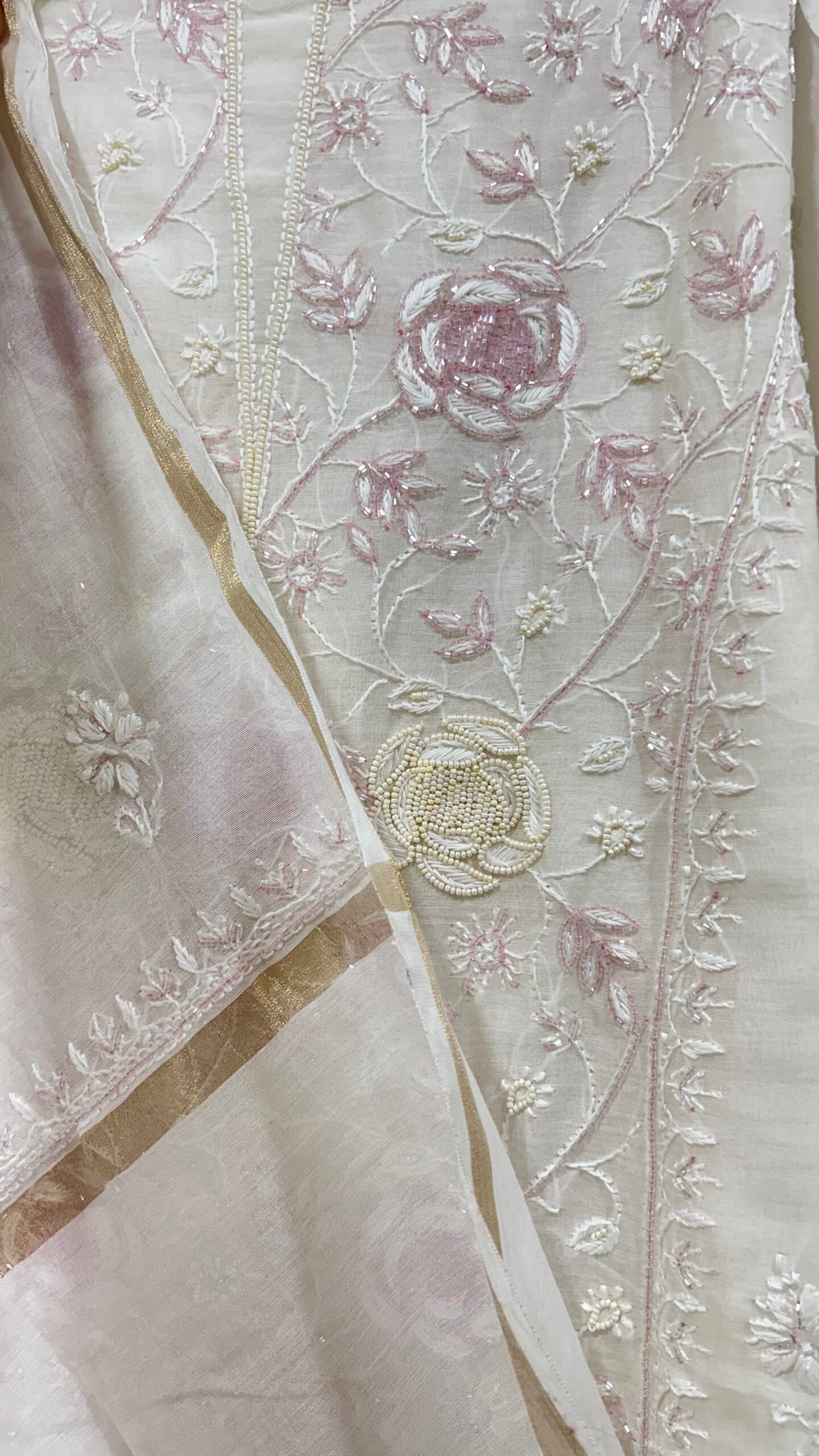 Pure Mul Chanderi Kurta and Dupatta Fabric. - Image 2