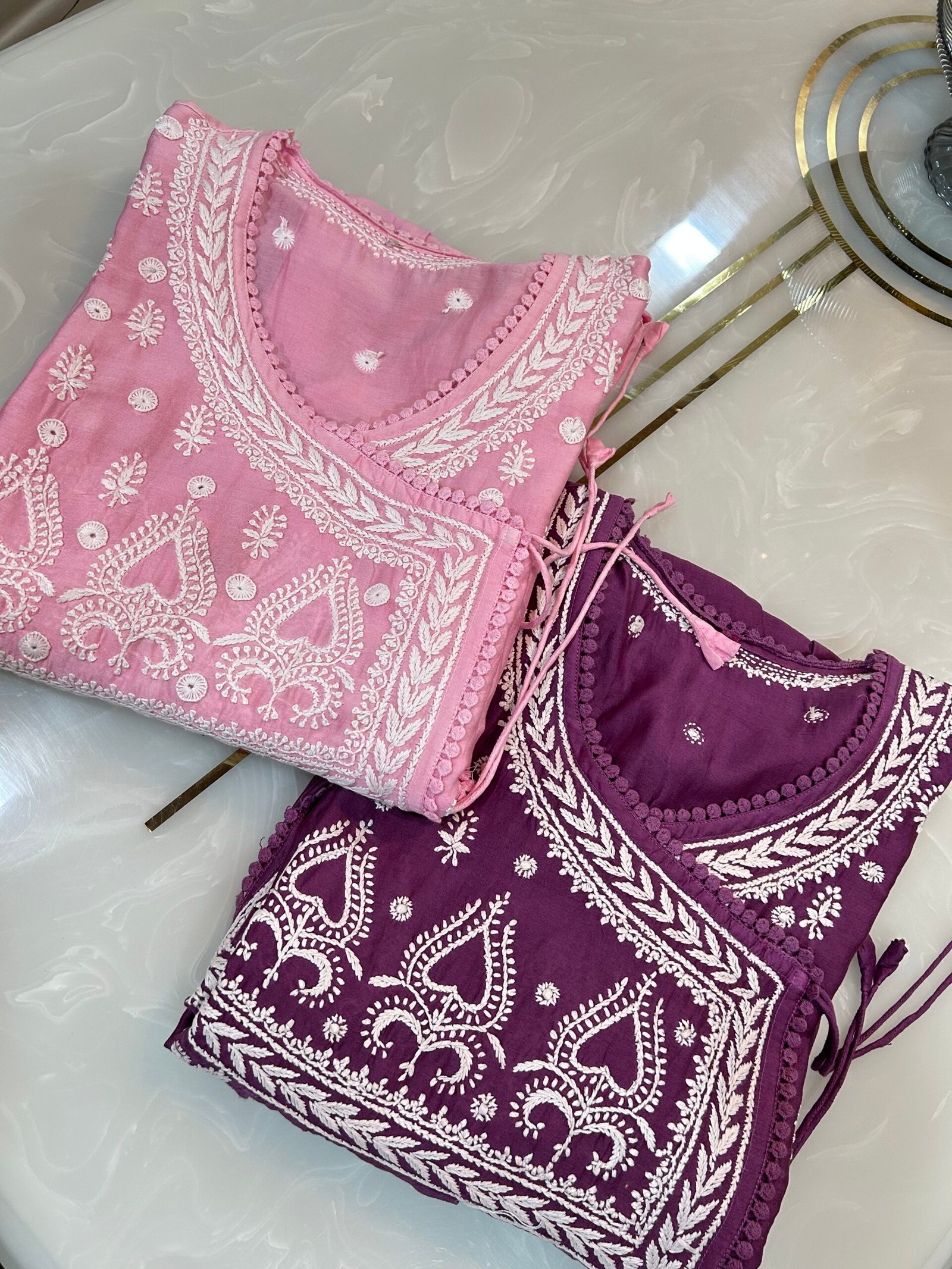 Pure Banarasi Chanderi Pocket Gown. Angrakha Pattern.