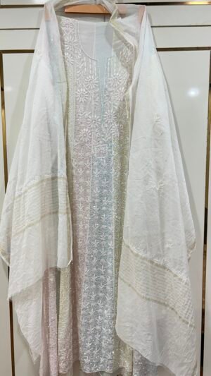 Pure Mul Chanderi Anarkali.
