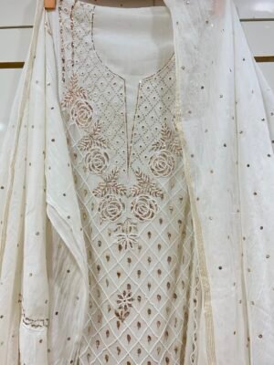 Pure Mul Chanderi A-Line Kurta/Gown Fabric with Dupatta.