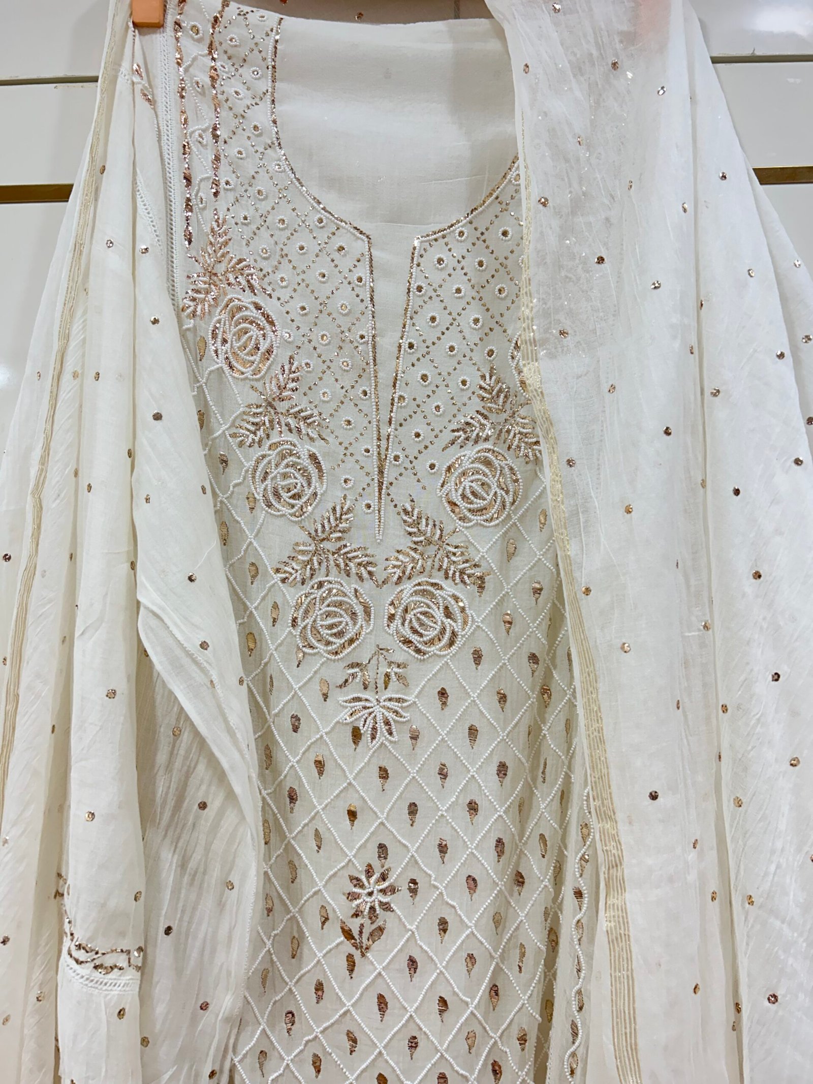 Pure Mul Chanderi A-Line Kurta/Gown Fabric with Dupatta.