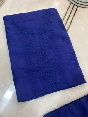Pure Mul Chanderi Centre Work Kurta Fabric and Dupatta Set.