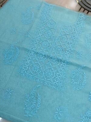 Pure Mul Chanderi Centre Work Kurta Fabric and Dupatta Set.