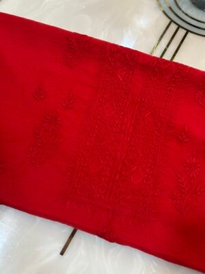 Pure Mul Chanderi Centre Work Kurta Fabric and Dupatta Set.