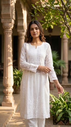 Pure Muslin Kurta and Pant Set.
