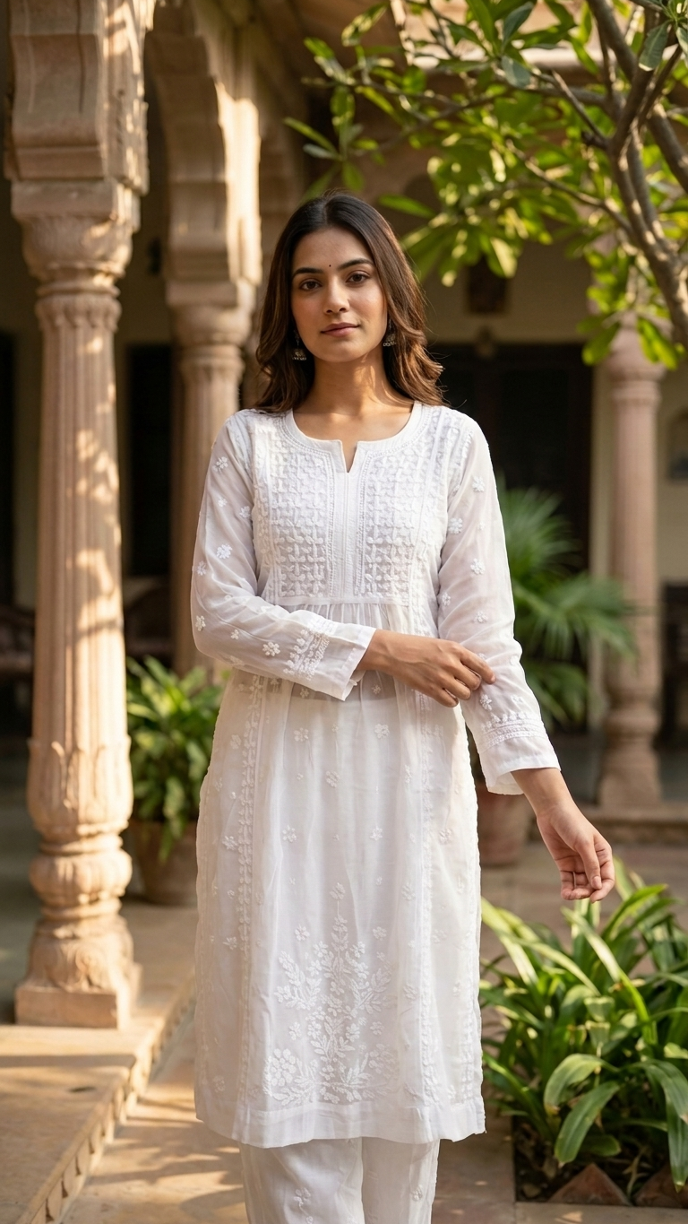 Pure Muslin Kurta and Pant Set.