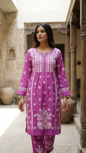 Pure Muslin Kurta and Pant Set.