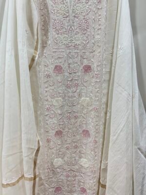 Pure Mul Chanderi Kurta Fabric and Dupatta Set.