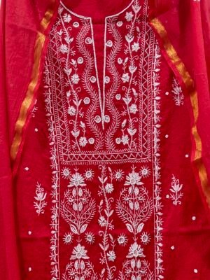 Mul Chanderi Kurta Fabric and Dupatta Set