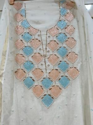 Mul Chanderi Kurta Fabric and Dupatta Set.