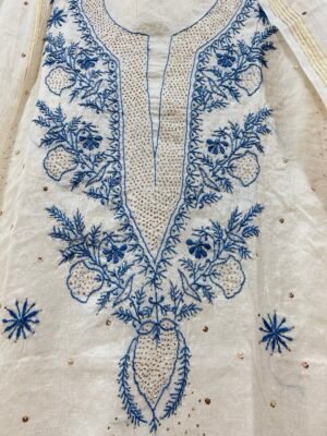 Mul Chanderi Kurta Fabric and Dupatta Set.