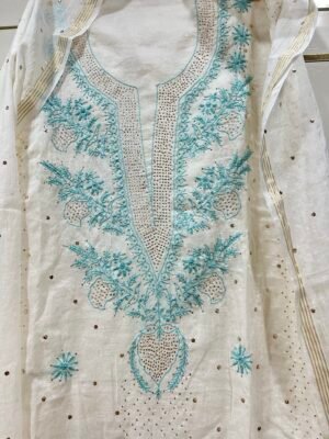 Mul Chanderi Kurta Fabric and Dupatta Set.
